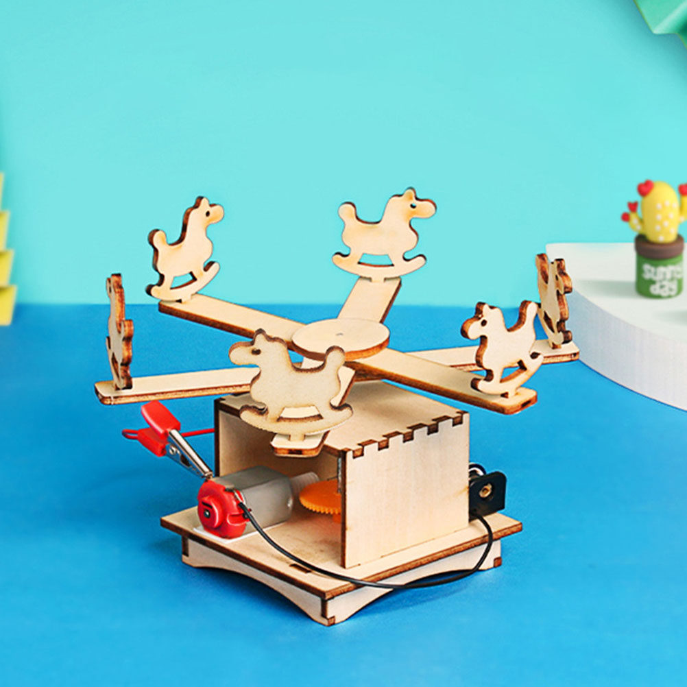 Science Experiment Kit - 1Set DIY Wooden Merry-Go-Round Assembly Educational