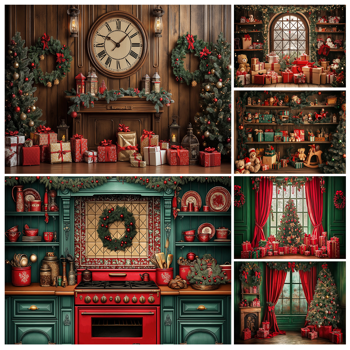 Christmas Clock Fireplace Kitc - Toys Background For Kids ulasan dan harga