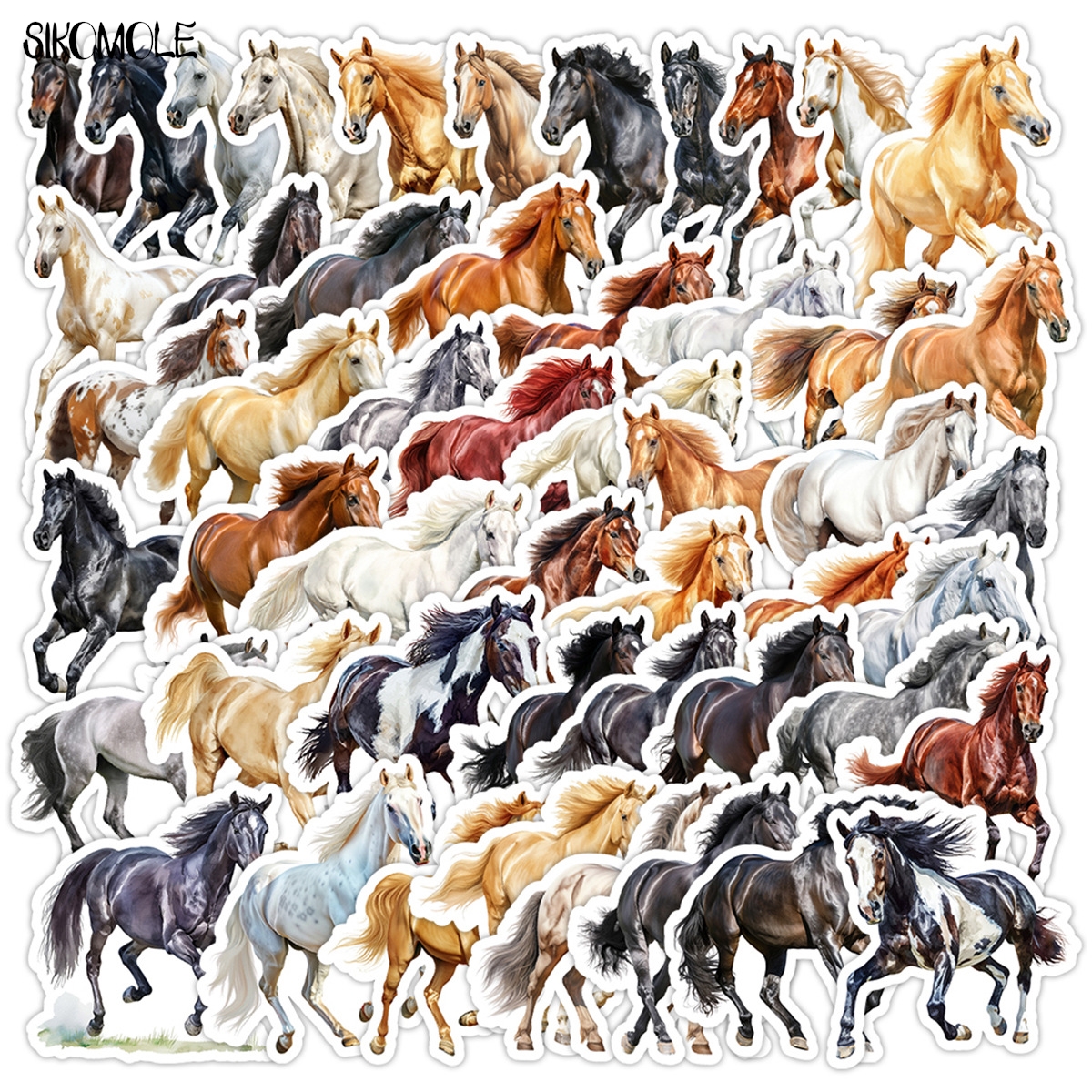 10/30/50PCS Watercolor Horse C - Kids Toys Horse ulasan dan harga