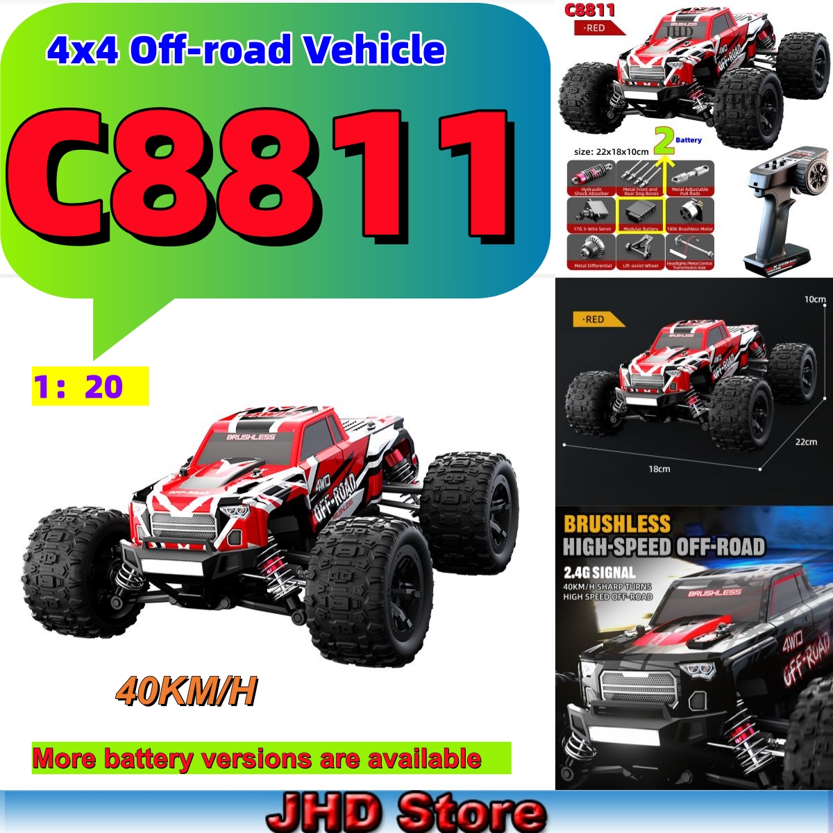 JHD C8811 40KM/H High Speed RC - Kids Toys Under $20 ulasan dan harga
