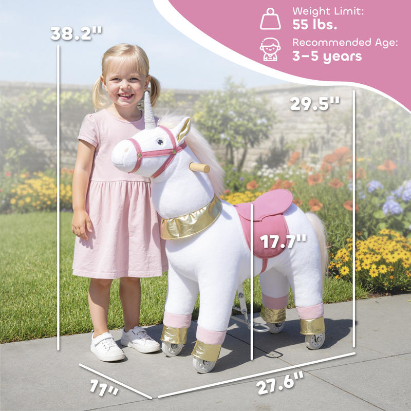 Qaba Ride on Unicorn Toy for K - Kids Toys Horse ulasan dan harga