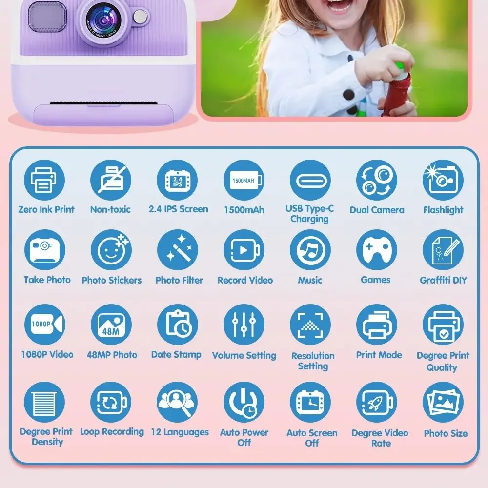 Kids Mini Instant Print Camera - Toys For Kids Video ulasan dan harga