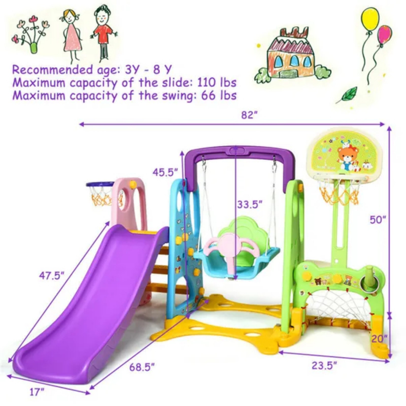 6-in-1 Kids Portable Slide Roc - Kids Toys Horse ulasan dan harga